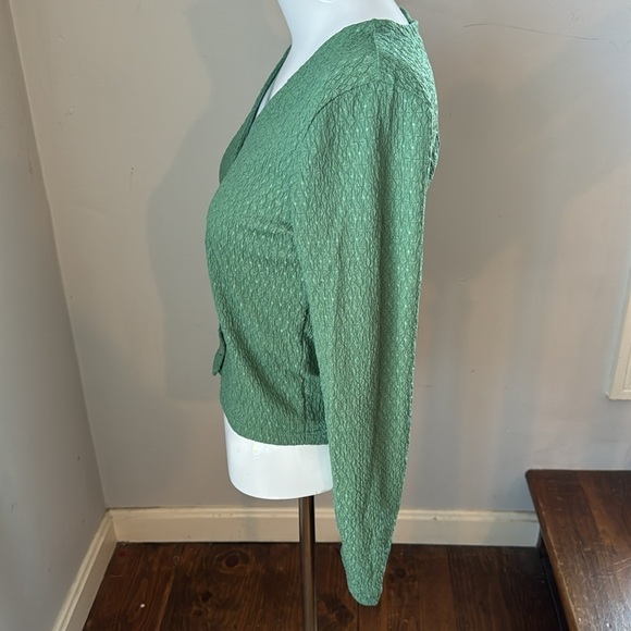 Madewell Crinkled Cardigan in Trellis Green Size XXS NEW - Picture 7 of 8